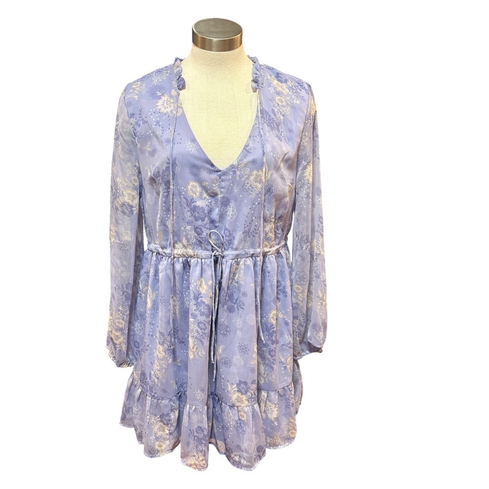 NWT Lucky Brand Dress Mini Chiffon Lavender Floral Sz. L